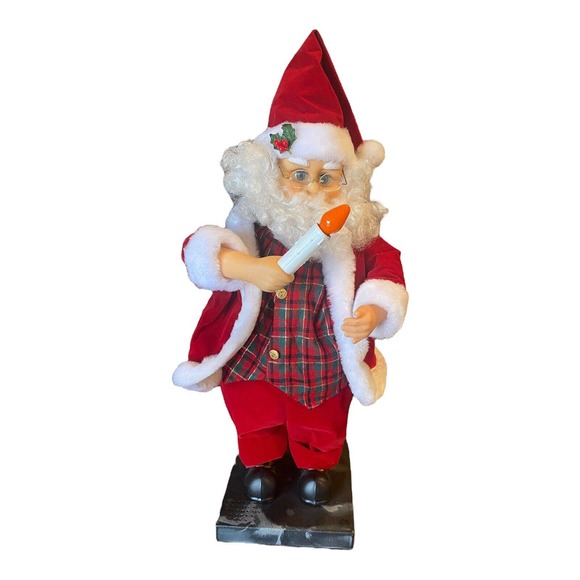 Vintage Animated Santa Claus 24” Figure Holding Candle Works - Picture 1 of 10